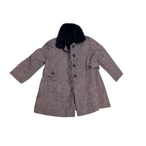Vintage Kids Pea Coat with Dark Collar
